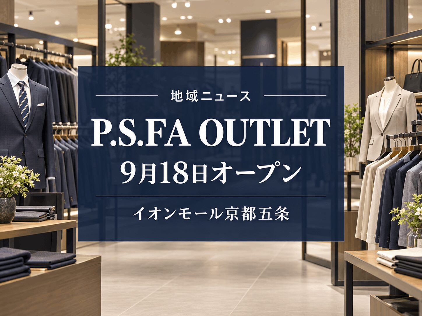 【9月18日開店】イオンモール京都五条に「P.S.FA Outlet」が期間限定オープン