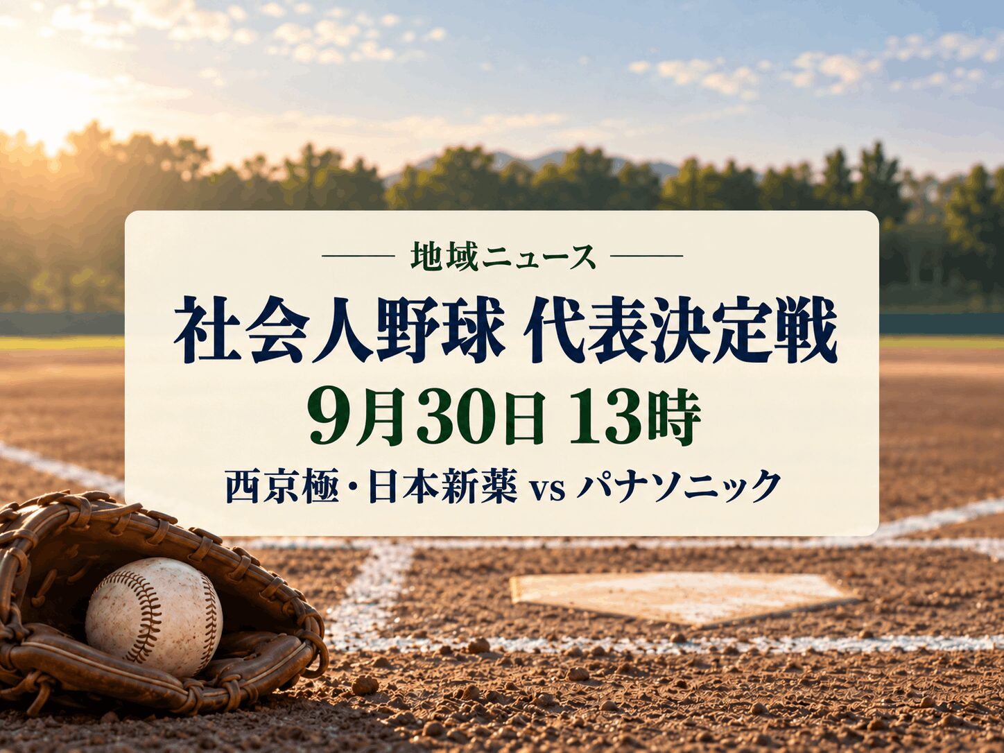 【9月30日(水)】西京極で「日本新薬vsパナソニック」｜社会人野球の代表決定戦