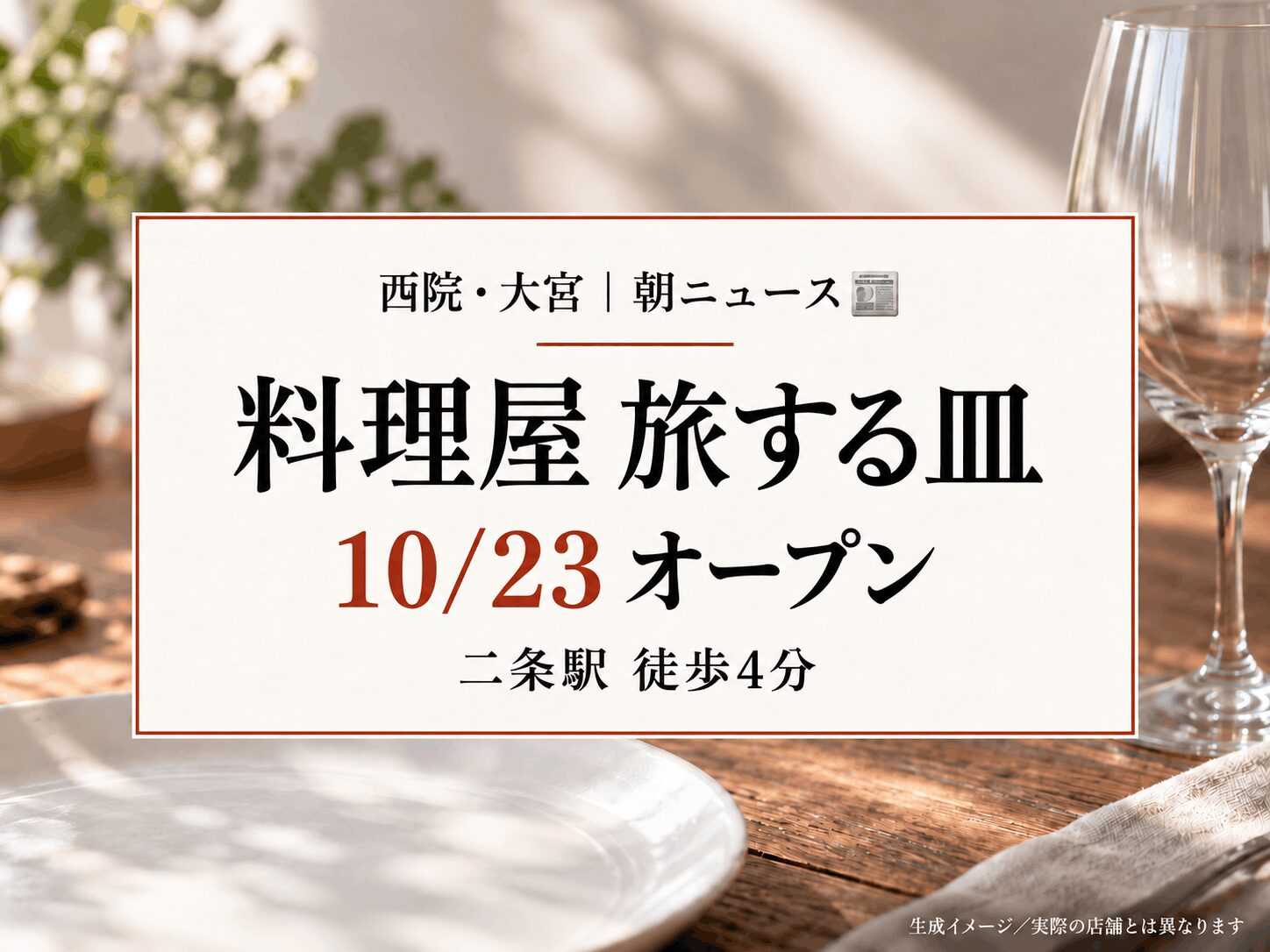 【10月23日(金)|開店】二条エリアに料理屋『旅する皿』がオープン